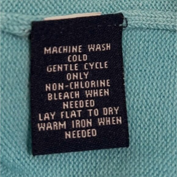 Vtg Chaps Blue Polo Shirt Striped Collar Button Size S Cotton Blend L/S Preppy - Picture 7 of 7